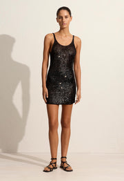 Crochet Sequins Tank Dress - Black - Matteau